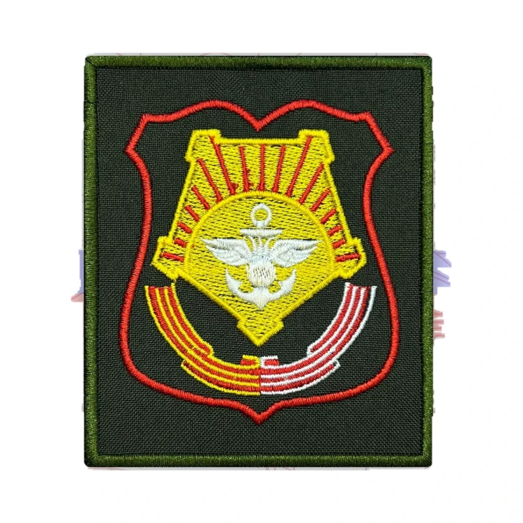 Шеврон на липучке Восточный военный округ, ВВО, красно-бело-желтый 85×100 мм